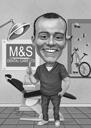 Dentist Caricature Gift in Black and White Style with Background from Photos