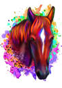 Portrait de cheval pastel à partir de photos - Style aquarelle