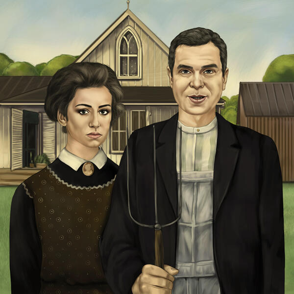 Americký gotický pár na zakázku