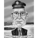 Sailor Caricature in Black and White Style for Father's Day Gift