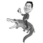 Caricature d'une personne chevauchant un crocodile