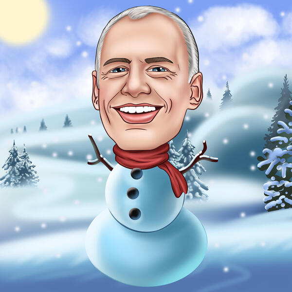 Caricatură cu om de zăpadă: Cadou de felicitare