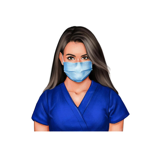 Portret de asistentă cu mască
