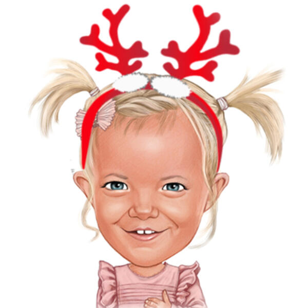 Vánoční Kid Karikatura: Vánoční Deer Hat Cartoon