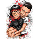 Portrait de couple enceinte à l'aquarelle