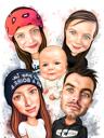 Ouders met kindportret in aquarelpastelstijl