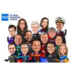 Caricatura del gruppo aziendale personalizzato come supereroi