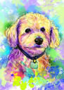 Retrato colorido aquarela da raça do cão Bichon Frise com fundo