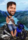Person on Motorcycle Retirement Gift Caricature