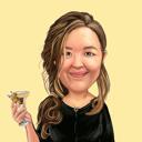 Dame met cocktailglas karikatuur