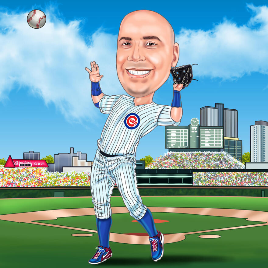 Baseball Cartoon on Field