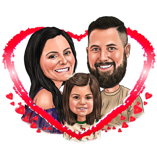 Caricatură de desene animate cuplu cu copil iubit