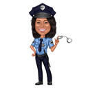 Caricatura exagerada de un oficial de policía de cuerpo entero