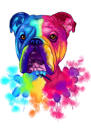 Rainbow Watercolour Bulldog Portrait from Photos