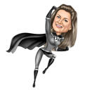 Caricatură de supereroină în acțiune