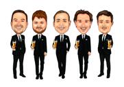 Caricatura de padrinos de boda con esmoquin