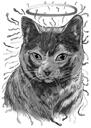 Katze im Graphit-Stil mit Halo-Porträt vom Foto zur ständigen Erinnerung an Ihr schönes Haustier
