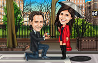 Proposal Engagement Couple Caricature from Photos