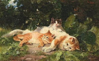 15. "Katt med sina kattungar" av Julius Adam II (1913)-0