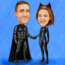 Карикатурный рисунок пары на Хэллоуин
