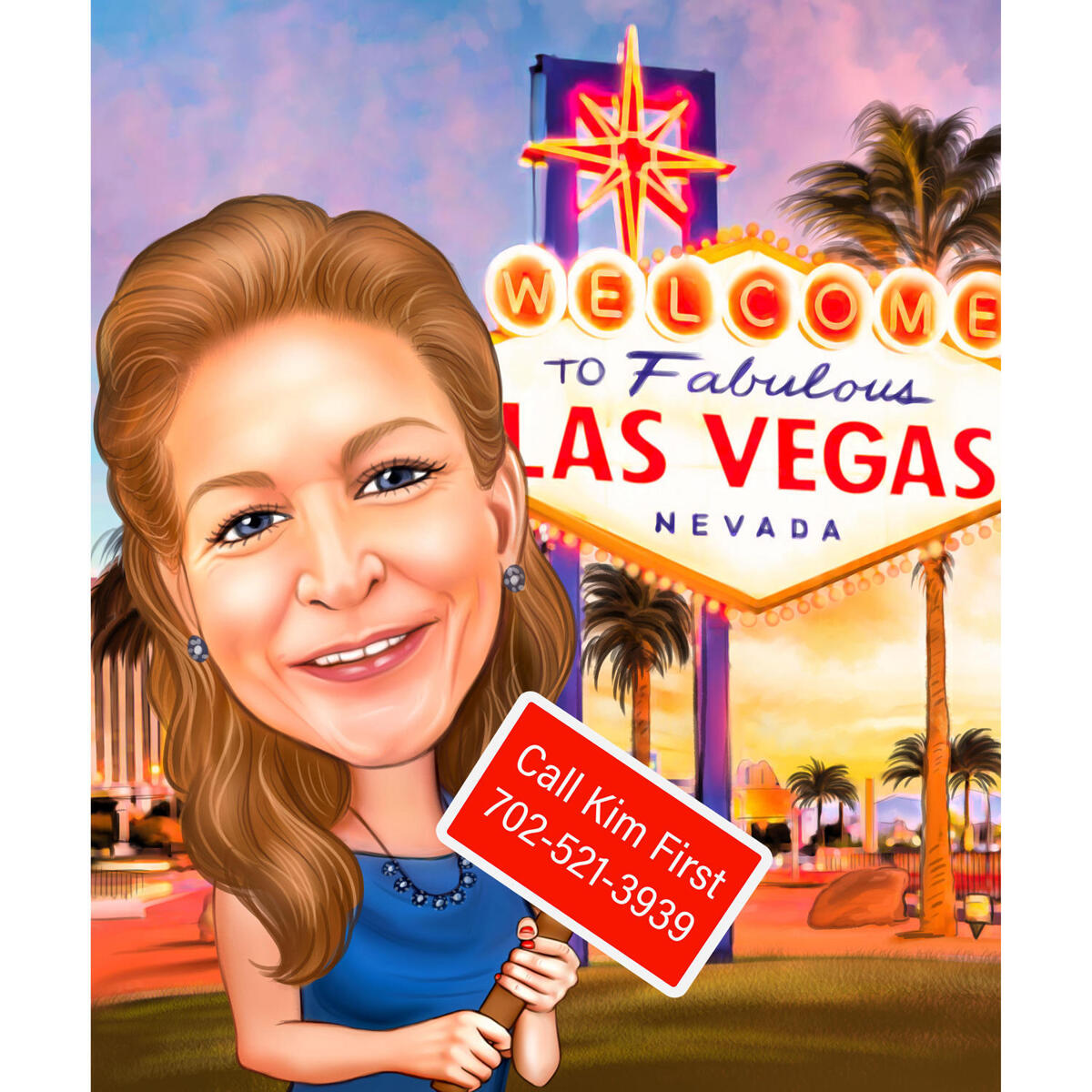 Holding Sign Custom Realtor Logo Personalized Caricature Design holding-sign-custom-realtor-logo-personalized-caricature-design