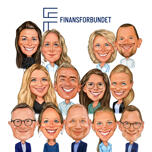 Bleistift-Gruppen-Karikaturzeichnung