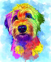 Akvarelový psí karikaturní portrét z fotografií s neutrální barvou pozadí