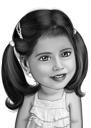 Dětský kreslený portrét v černobílém digitálním stylu z fotografií