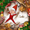 Christmas Kid in Pajamas Caricature – Holiday Greeting Card