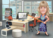 Caricatura del lavoratore di contabilità personalizzata in stile a colori con sfondo