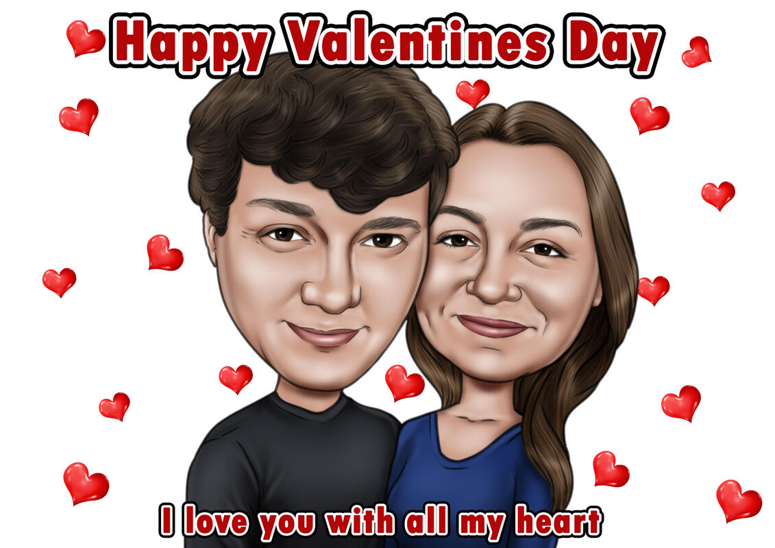 Happy Valentines Day Caricature - I love you