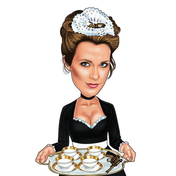 Waitress Caricature in Colored Style from Photo