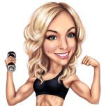 Fitness-Karikatur: Trainer-Logo-Cartoon-Porträt
