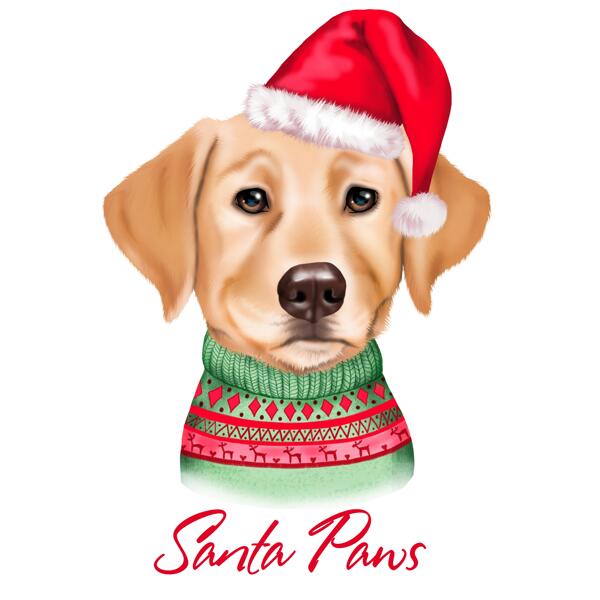 Caricature de Labrador de Noël pour carte