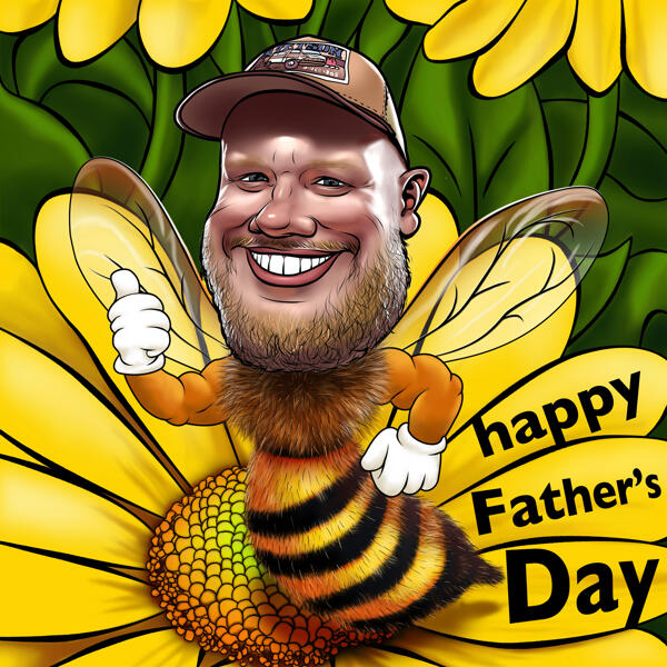 Карикатура пчелы на заказ для подарка ко Дню отца
