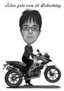 Caricatură de motocicletă în stil alb-negru