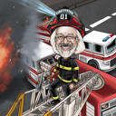 Ideias de presentes exagerados para bombeiros: caricatura a partir de foto