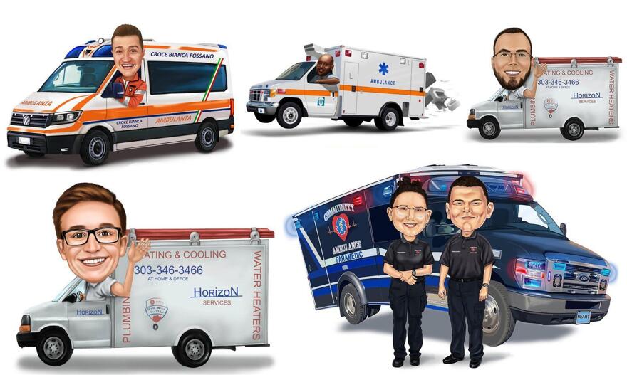 Krankenwagen-Karikatur