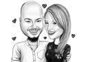 Couple+with+Cat+in+Hearted+Color+Style+Caricature+from+Photos