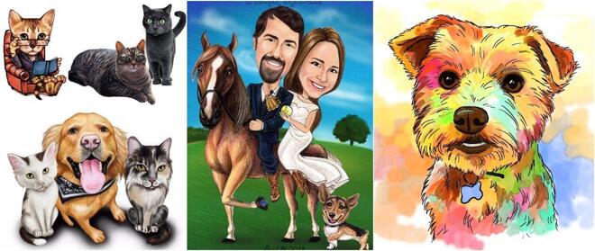 Portrait de caricature d&#039;animal de compagnie