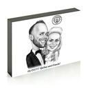 Canvas Caricature of 2 Persons in Black and White Style