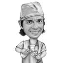 Caricature d'infirmière en noir et blanc