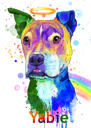 Retrato Memorial de Cachorro Arco-Íris com Asas de Anjo