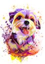 Kleines Hundekarikaturporträt von Fotos im hellen Aquarellstil