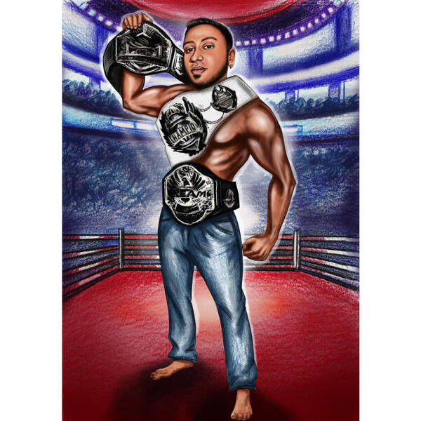 Boxer Ring Kingi karikatuur