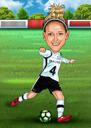 Caricatura de jugadora de fútbol mujer