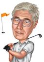 Caricatura do avô segurando clube de golfe