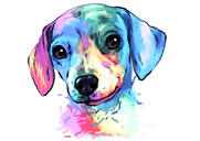 Пастельный акварельный портрет собаки по фотографиям