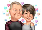 Custom Anniversary Caricature with Hearts