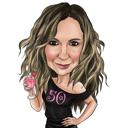Retrato personalizado de aniversário de 50 anos em estilo cartoon